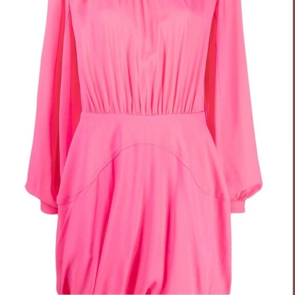 stella mccartney gathered mini dress hot pink small long sleeve wedding guest - Picture 3 of 8